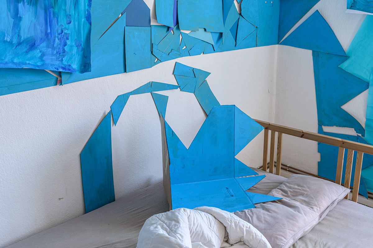 Dream Therapy — installation view, bed from corner